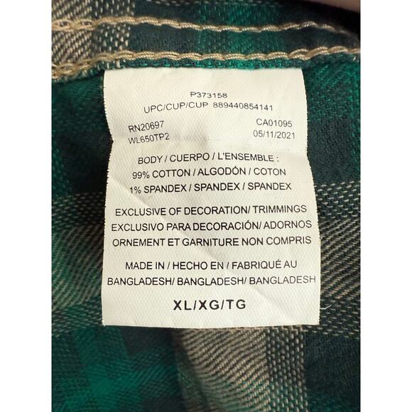 Men’s Dickies Navy Cream Tan Plaid Flannel Button Up Relaxed Fit size XL - Picture 6 of 6